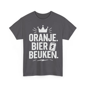 ORANJE. BIER. BEUKEN. – Hardstyle Koningsdag T-shirt voor Mannen - Koning Shirt
