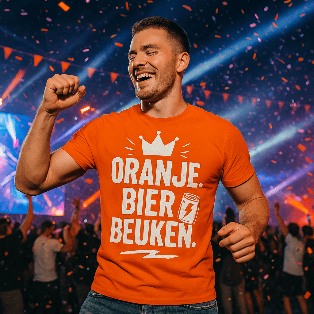 ORANJE. BIER. BEUKEN. – Hardstyle Koningsdag T-shirt voor Mannen - Koning Shirt