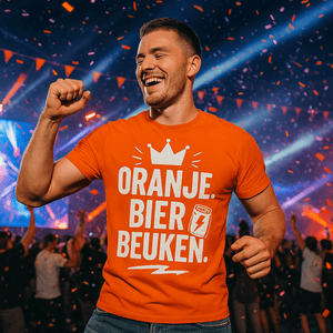 ORANJE. BIER. BEUKEN. – Hardstyle Koningsdag T-shirt voor Mannen - Koning Shirt