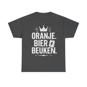ORANJE. BIER. BEUKEN. – Hardstyle Koningsdag T-shirt voor Mannen - Koning Shirt